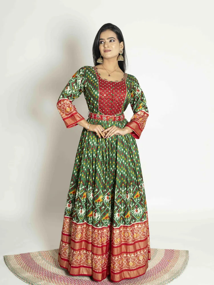 Green Crepe Silk Dress