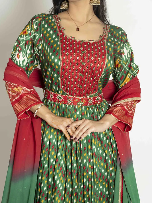 Green Crepe Silk Dress