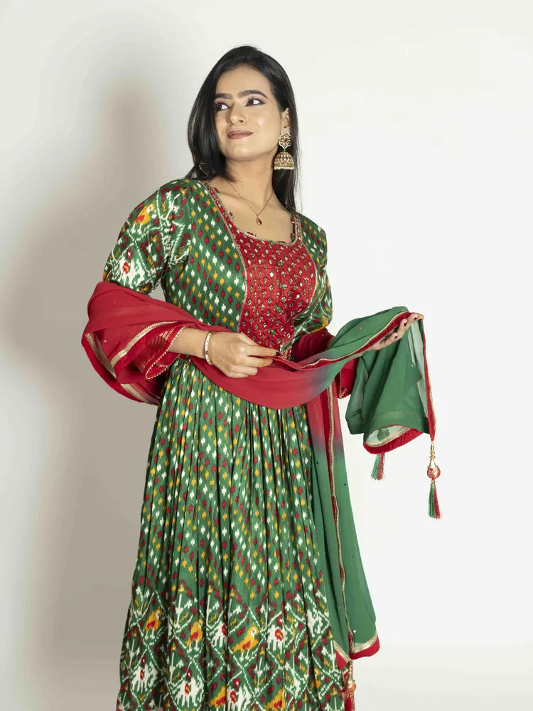 Green Crepe Silk Dress