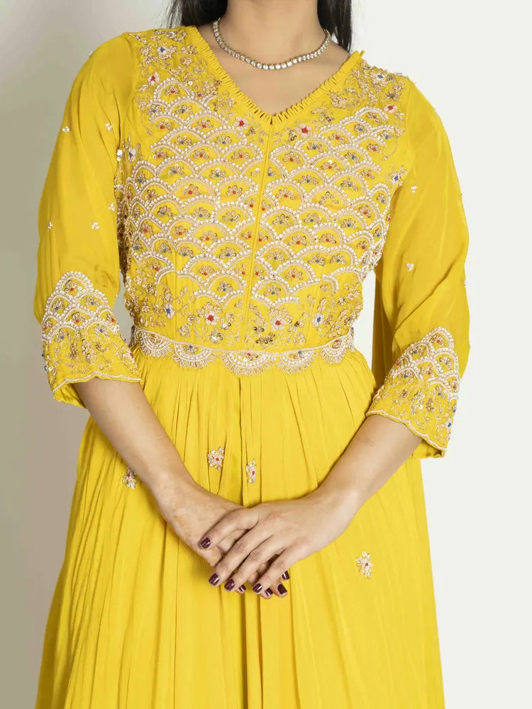 Yellow Chinnon Organza Dress