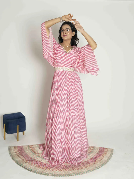 Pink (Rani) Anarkali Dupatta Belt Suit