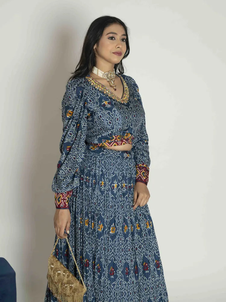 Azure Bliss Crop Top & Skirt