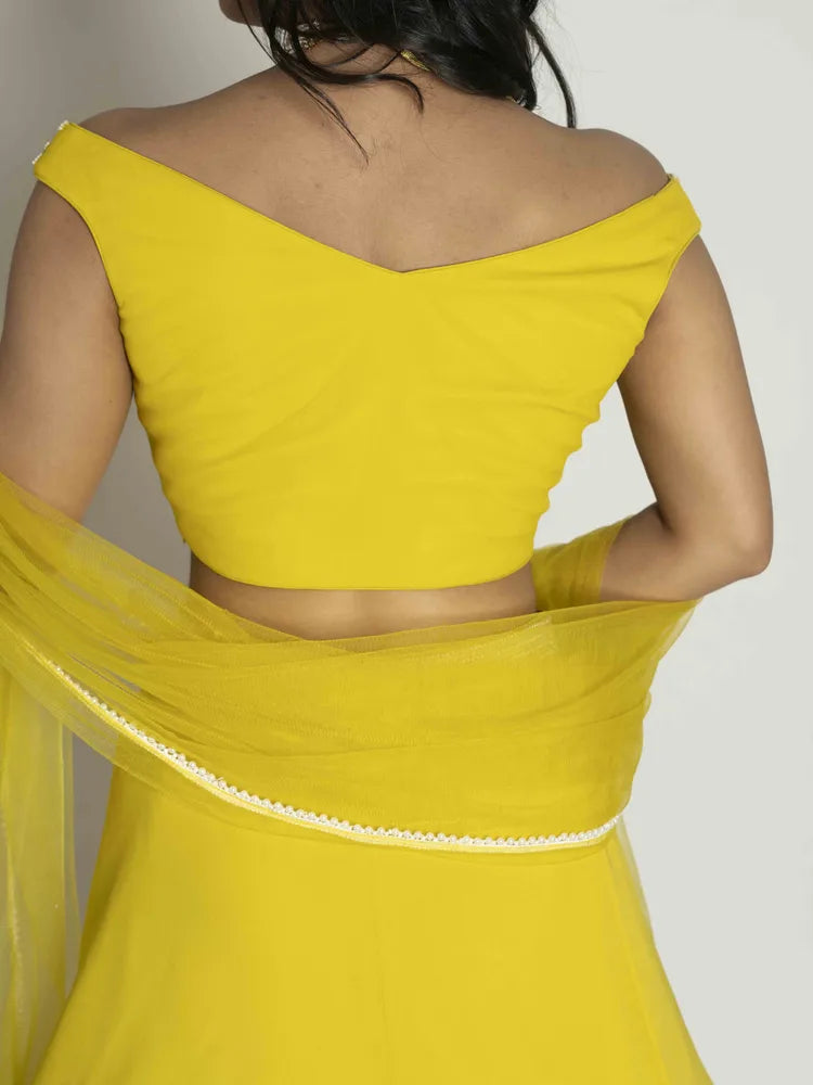 Elegant Sunshine Crop Top, Skirt & Dupatta