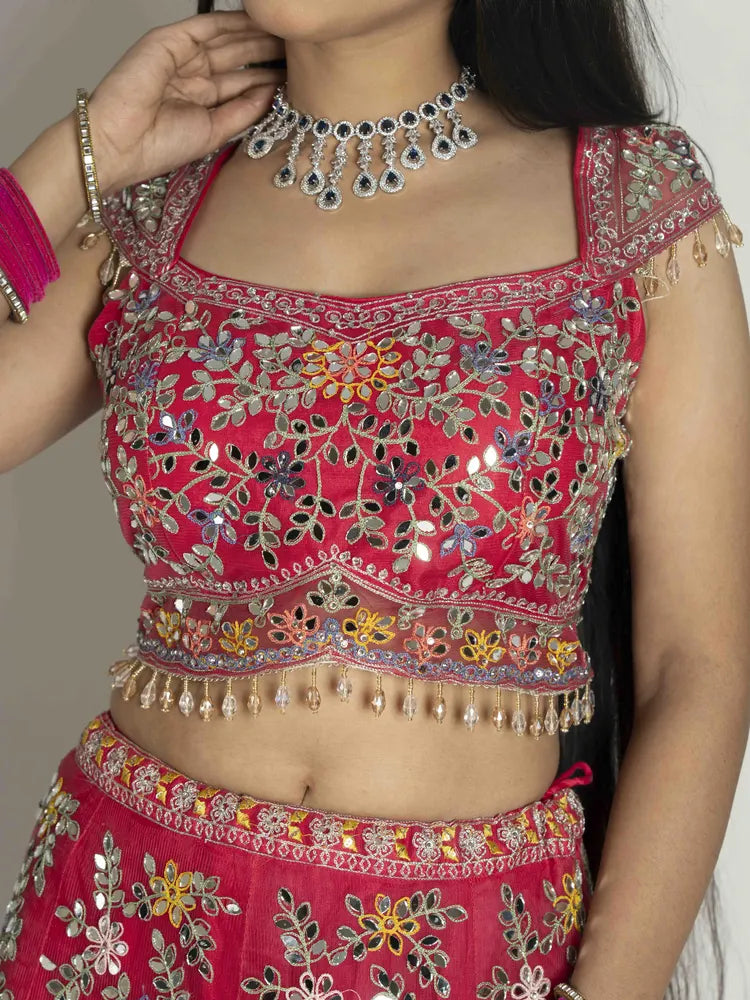 Vibrant Royalty Crop Top, Skirt & Dupatta