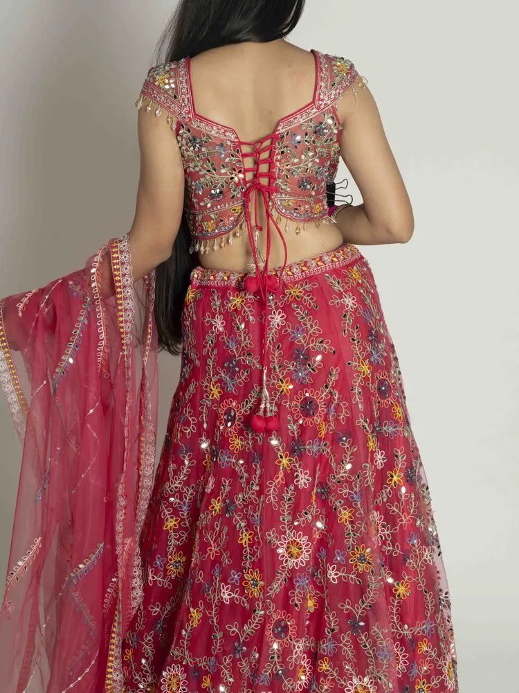 Vibrant Royalty Crop Top, Skirt & Dupatta