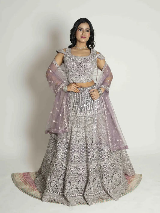 Regal Mauve Net Lehenga
