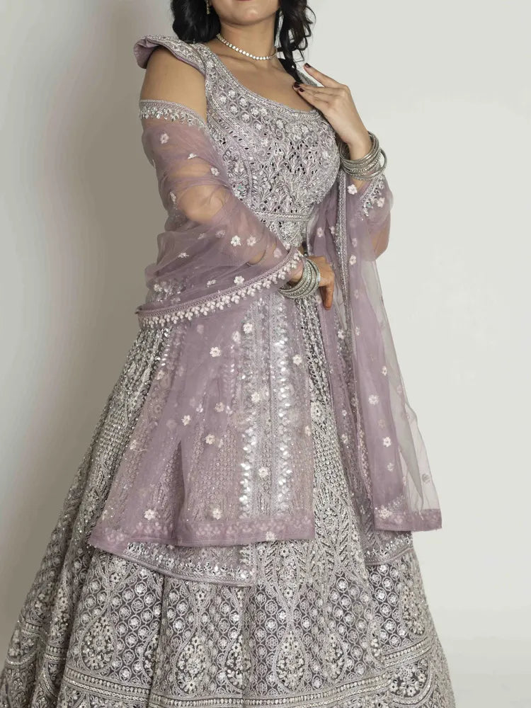 Regal Mauve Net Lehenga