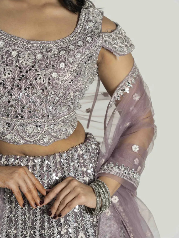 Regal Mauve Net Lehenga