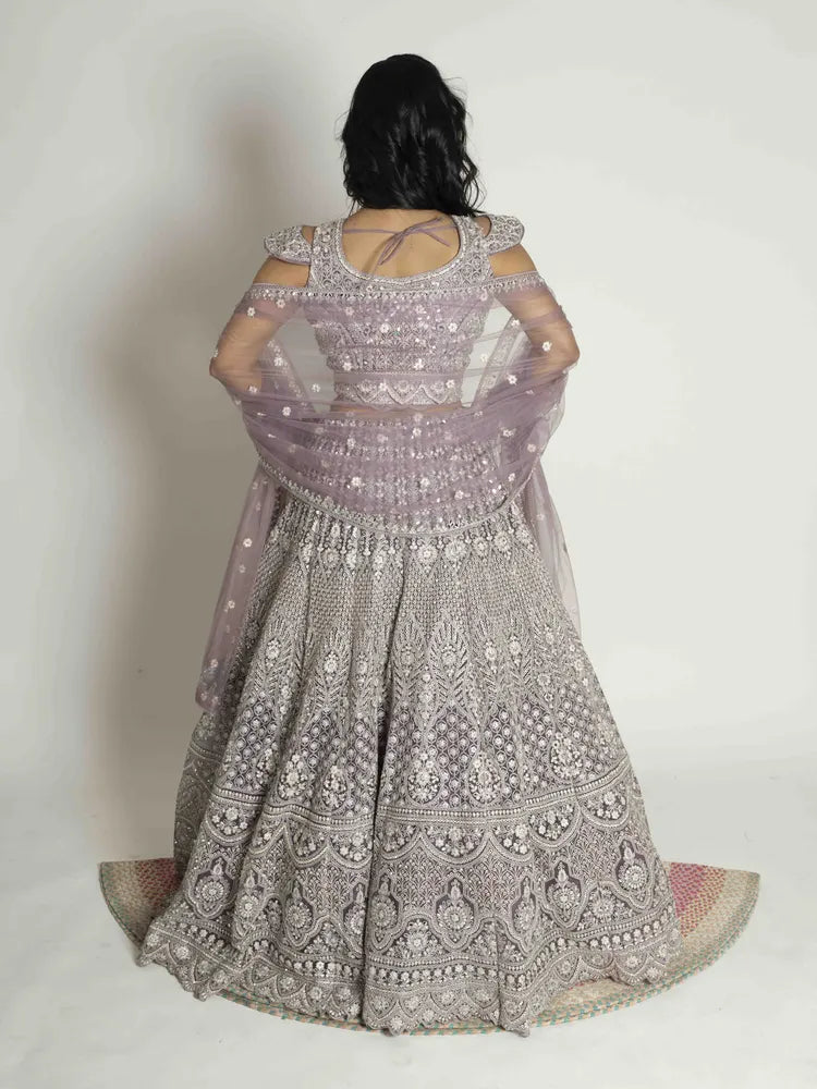 Regal Mauve Net Lehenga