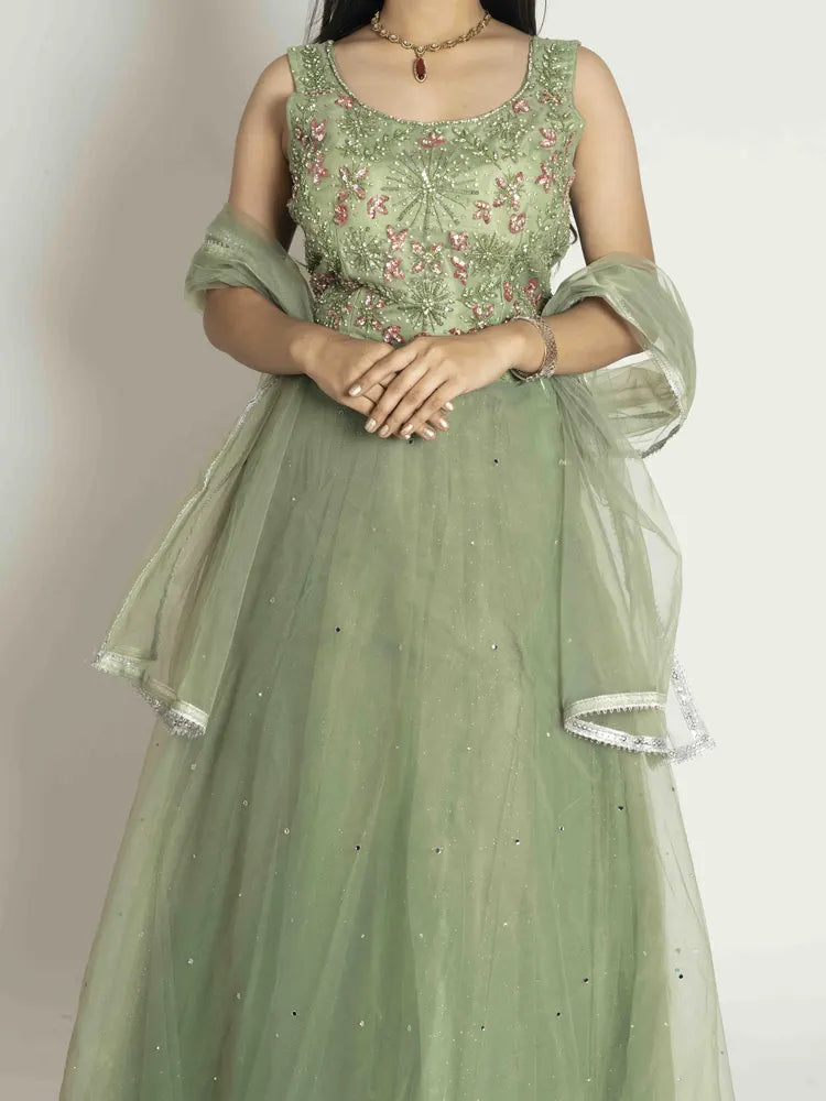 Mehndi Dream Crop Top, Skirt & Dupatta